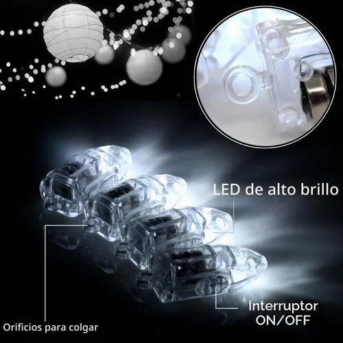 Vista 2 de Novelty Place 30 mini luces LED blancas de fiesta para linterna de papel, globos, bodas y decoraciones de festivales, larga duración, impermeable