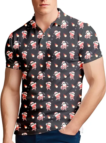 Vista 79 de Camisa de golf de los años 80 para hombre, ajuste seco, manga corta, estampada, divertidas, camisas de golf de los años 90 para hombre
