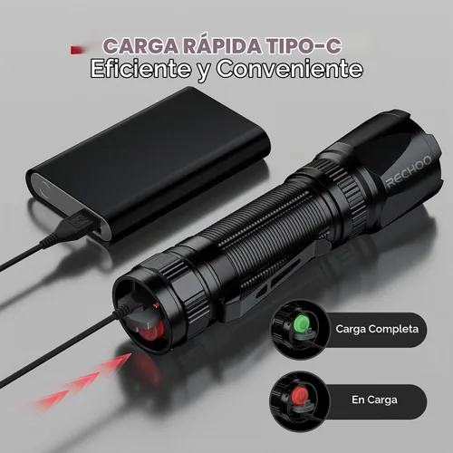 Vista 4 de Linterna de luz roja RECHOO, linternas recargables de LED rojo de 3 modos de alta potencia con clip y cordón, linternas rojas zoomables y portátiles