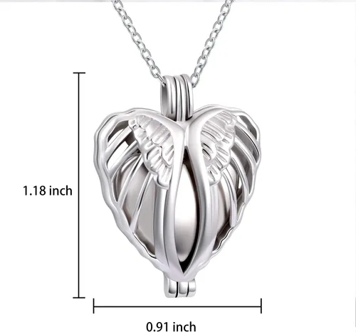 Vista 6 de Collar de plata de ley 925 con alas de ángel conmemorativas para cenizas, joyería de cremación