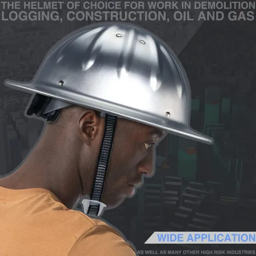Vista 4 de Casco de seguridad de aluminio con suspensiones de trinquete, gorra de seguridad plateada, talla única, se adapta a la mayoría
