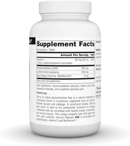 Vista 3 de Source Naturals, DIM, 200 mg - 120 Tabletas