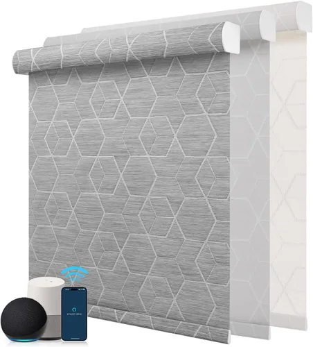 Vista 9 de ZSTARR Persianas motorizadas, persianas inteligentes opacas compatibles con batería recargable Alexa motor silencioso para hotel, sala de estar