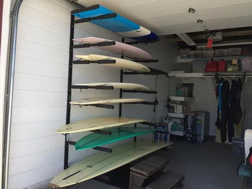 Vista 5 de COR Surf Estante de montaje en pared para tabla de surf o paddleboard para almacenamiento de pared Estante de almacenamiento de garaje SUP de alta