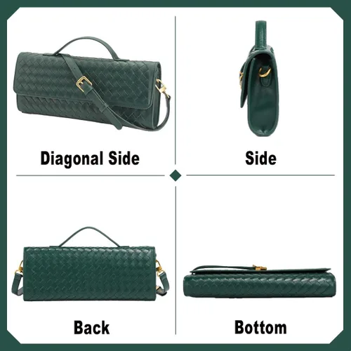 Vista 3 de LMKIDS Bolso de mano de noche tejido tipo clutch para mujer, bolso cruzado de cuero tejido para mujer, bolso de hombro, monederos lindos
