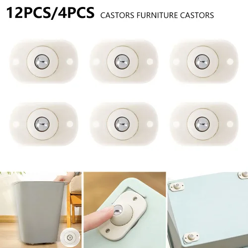 Vista 8 de 4 ruedas giratorias – Polea de pasta autoadhesiva/ruedas giratorias de acero inoxidable con rotación de 360 grados para muebles, cajas