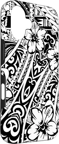 Vista 3 de iPhone 16 lindo tatuaje polinesio hawaiano tribal samoano patrón caso