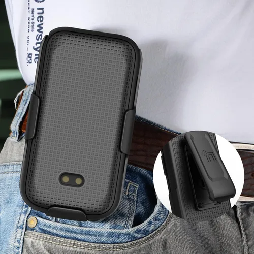 Vista 6 de Funda con clip para teléfono móvil Sonim XP3 Plus 4G, cubierta rígida delgada Nakedcellphone y [rotación/trinquete] Combo de funda de cadera
