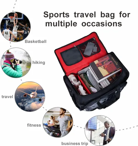 Vista 4 de Bolsa de deporte y bolsa de viaje, Rojo -, Bolsa de viaje con compartimentos interiores ajustables
