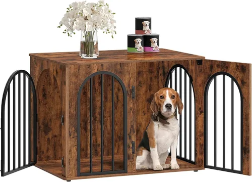 Vista 22 de Hzuaneri Jaula de Madera para Perros de 26.8'', Muebles de Jaula para Perros de Interior, Jaula para Perros Pequeños, Jaulas de Servicio Pesado