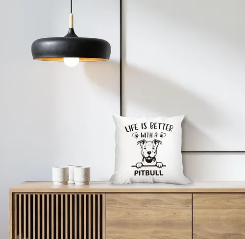 Vista 4 de huester Pitbull - Regalos para perros para decoración de habitación de mujeres, fundas de almohada de 18 x 18 pulgadas, Life is Better with a