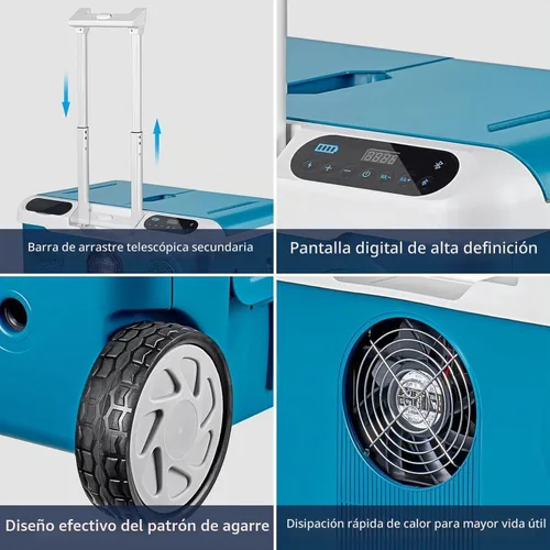 Vista 5 de AAOBOSI Refrigerador de automóvil, 40 cuartos (36 L) portátil de 12 voltios con ruedas, altavoz Bluetooth, mango y batería alimentada, -4 ℉ ~ 68 ℉