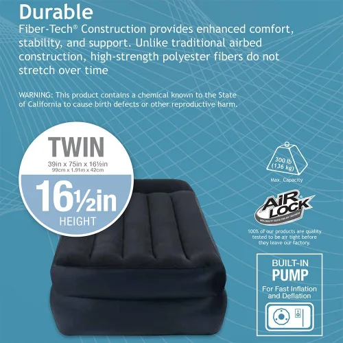 Vista 5 de Intex Dura-Beam Standard Series - Colchón inflable elevado con almohada integrada y bomba eléctrica