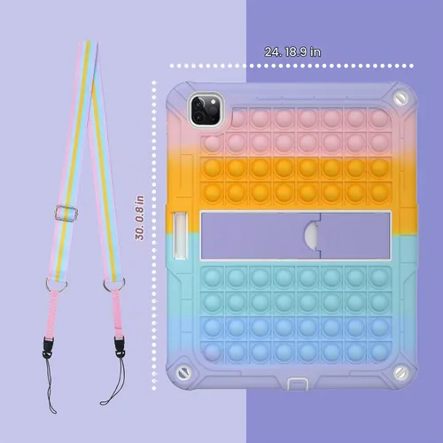 Vista 5 de Funda XZC para iPad Pro 12.9, arcoíris 2 Compatible con 2022/2021/2020/2018, 6ª/5ª/4ª/3ª generación, resistente, a prueba de golpes, 12.9 pulgadas