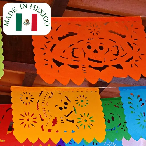 Vista 9 de Dia de Los Muertos Papel Picado, Día de los Muertos, Paquete de 5 Papel de seda