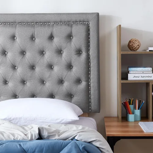 Vista 3 de DormCo Tavira Allure® - Cabecero para dormitorio universitario, remache copetudo, color gris lino