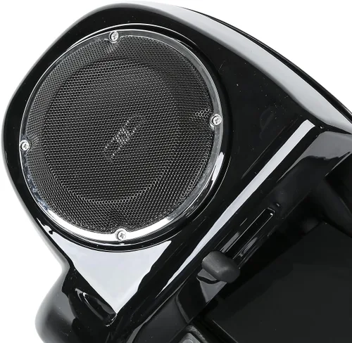 Vista 4 de Carenados para motocicletas para Harley, SLMOTO Carenado inferior ventilado negro vívido para piernas con altavoces de 6.5" y rejillas para Harley