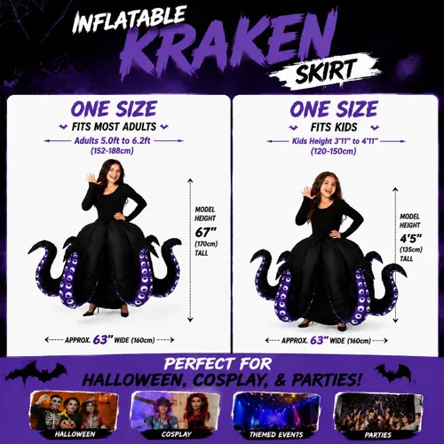 Vista 2 de Disfraz inflable de pulpo de Halloween para niños y niñas