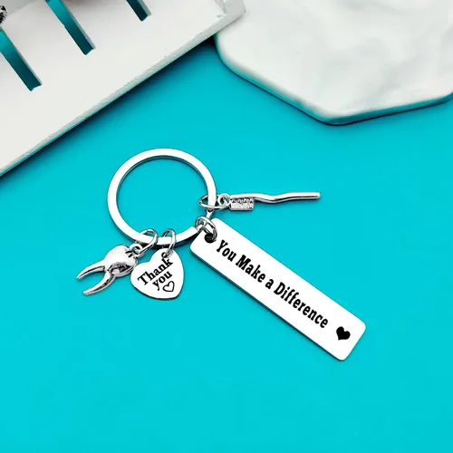 Vista 3 de Xiahuyu Llavero para dentista, regalo de agradecimiento al dentista, llavero para higienista dental, regalo de graduación, regalo de Navidad