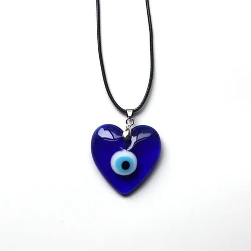 Vista 3 de Colgante de vidrio de mal de ojo con cuerda de cuero, collar turco de la suerte unisex, Metal, no conocido
