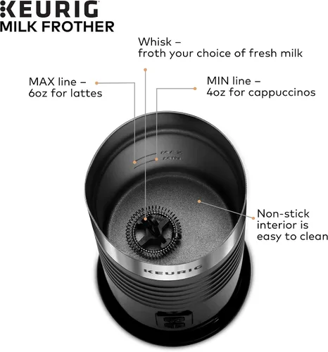 Vista 9 de Espumador Independiente Keurig Funciona con Leche No Láctea, Espumado Caliente y Frío, 6 Oz, Negro
