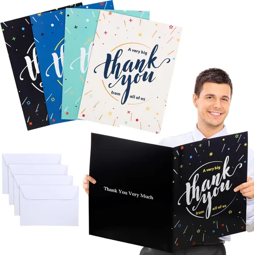 Vista 7 de Leitee 4 Piezas Tarjetas de Cumpleaños Jumbo Feliz Cumpleaños Tarjetas de Cumpleaños Grandes con Sobre 17 x 12'' Tamaño Extra Grande Tarjetas