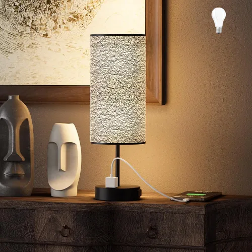 Vista 11 de Lámpara de mesa YIDPU para dormitorio, lámpara de mesita de noche para cabecera con tomas de corriente AC, lámpara de escritorio LED ajustable de 3