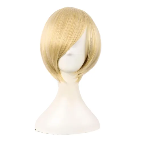 Vista 7 de Peluca corta recta de Cosplay, disfraz, fiesta, MapofBeauty , Negro