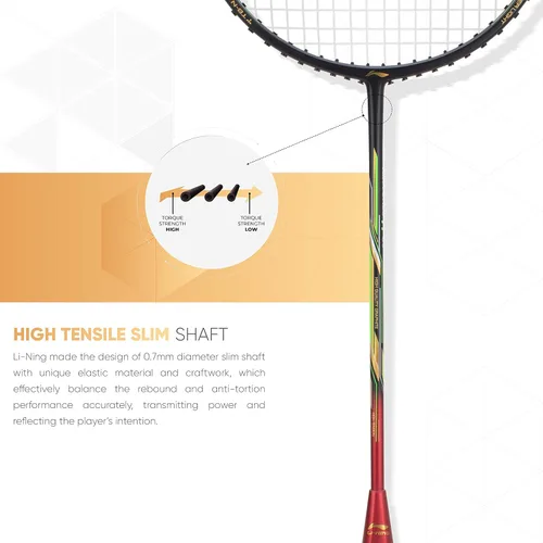 Vista 5 de Li-Ning Air Force 77 G2 - Raqueta de bádminton de fibra de carbono con cubierta completa Black