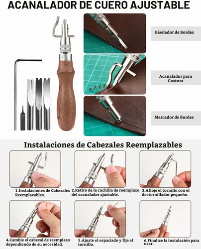 Vista 5 de Nicpro Kit de herramientas de cuero de 85 piezas Kit de herramientas de trabajo de cuero con bolsa de almacenamiento personalizada, kit