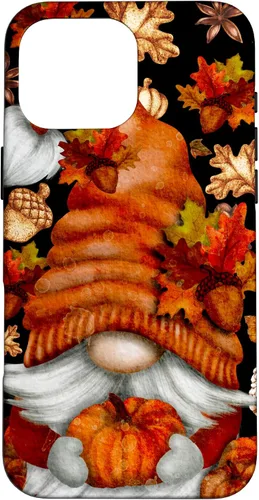 Vista 18 de iPhone 13 Lindo gnomo de Acción de Gracias calabaza otoño árbol otoño hojas caso