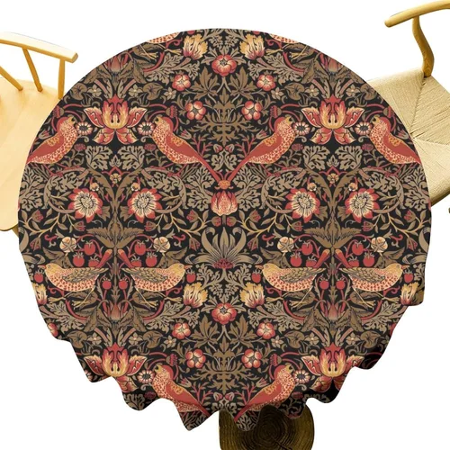 Vista 258 de Mantel Floral Retro de Pájaros, Diseño Original Bohemio William Morris Estampado Cubierta de Mesa para Hogar Picnic Fiesta Comedor Cocina William