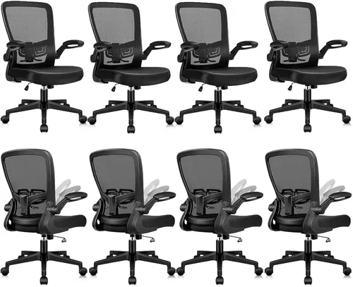 Vista 15 de Sillas de escritorio de oficina con ruedas, silla ergonómica de malla con soporte lumbar de altura ajustable, silla giratoria para computadora