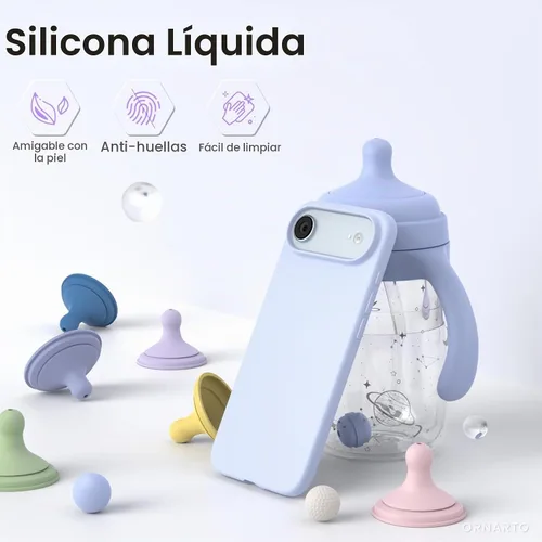 Vista 3 de ORNARTO Funda para iPhone Air de 6.5 pulgadas, silicona líquida delgada de 3 capas de goma de gel suave a prueba de golpes con forro de microfibra