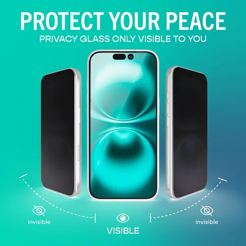 Vista 4 de Smartish® Protector de pantalla de privacidad para iPhone 17 + Cubiertas para lentes de cámara - Tuff Sheet - Paquete de 2 vidrio templado