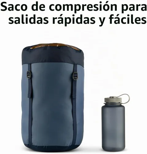 Vista 11 de Kelty Cosmic Relleno Sintético 20 Grados - Saco de Dormir para Mochileros – Correas de Compresión, Bolsa de Almacenamiento Incluida Azul oscuro
