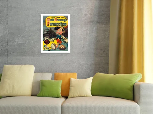 Vista 4 de Disney's Pinocho - Cartel de metal vintage con Jiminy Cricket - Cartel de metal vintage c.1940-8 x 12 pulgadas