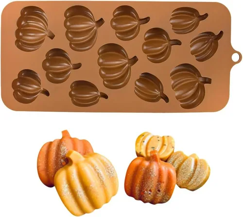 Vista 3 de Moldes de chocolate de otoño, 4 piezas de silicona de calabaza, moldes de fondant en forma de hoja de arce para Acción de Gracias, Halloween