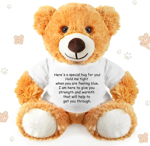 Vista 11 de Lenwen Un regalo de abrazo de oso para mujeres, pésame pronto, condolencias para mujeres, peluche de animal de peluche, abrazo pensando en ti, Azul