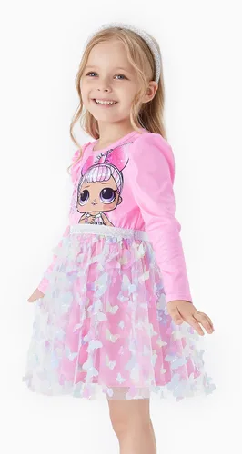 Vista 2 de L.O.L. Surprise! Vestidos de malla tutú para niñas con mariposa y purpurina para fiesta, vestido de tul de manga larga, regalo de cumpleaños