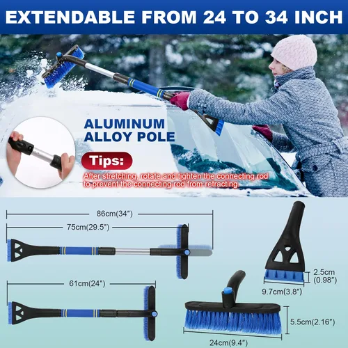 Vista 7 de 2 raspadores de hielo para parabrisas de automóvil, raspador de nieve 2 en 1 y cepillo de nieve para automóvil, SUV, camión, raspador de parabrisas