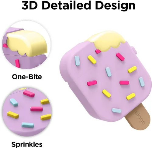 Vista 6 de Elago - Funda con llavero para audífonos AirPods 1 y 2 de Apple en forma de helado.
