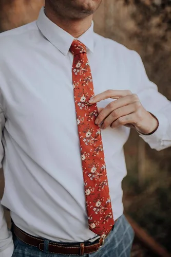 Vista 2 de DAZI - Corbata de algodón para hombre, diseño floral, ideal para bodas, novios, novios, misiones, bailes, regalos. Autumn