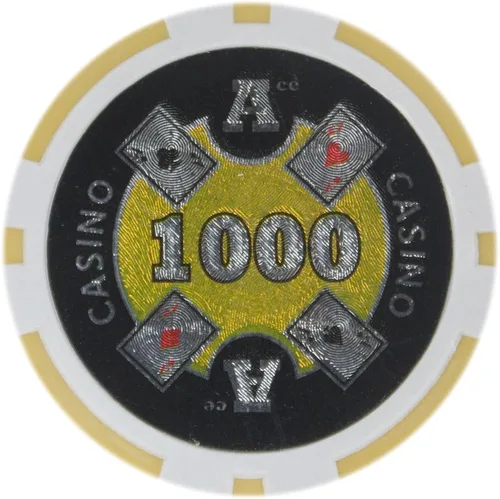 Vista 10 de Brybelly Ace Casino Poker Chip - Compuesto de arcilla pesada de 0.49 oz, paquete de 50
