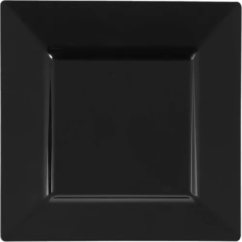 Vista 2 de Elegantes platos llanos cuadrados negros – 9.5 pulgadas (paquete de 10) – perfectos para bodas, fiestas de cumpleaños, festivales y más