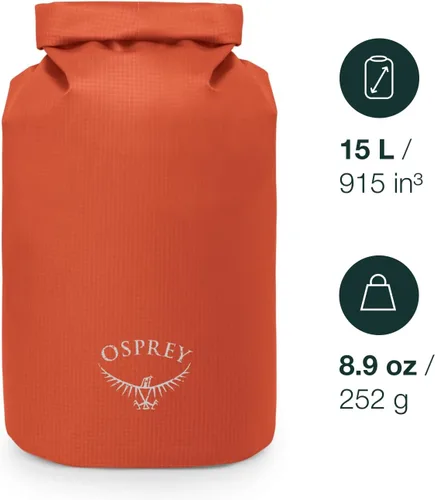 Vista 2 de Osprey Wildwater - Bolsa seca impermeable de 15 L, color naranja marte naranja (Mars Orange)