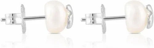 Vista 2 de Pendientes TOUS Bear de plata esterlina 925 con perlas cultivadas en agua dulce blancas