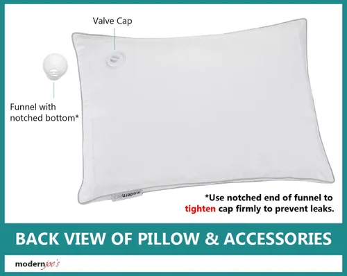 Vista 4 de Modern Joes - Almohada de agua de lujo, tamaño Queen con doble borde ribeteado, soporte ortopédico totalmente ajustable, almohada a base de agua