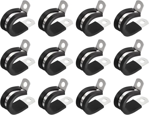 Vista 11 de uxcell Abrazadera de tubo de acero inoxidable en forma de R de 1-1/2 pulgadas (1.496 in) con aislamiento acolchado de goma
