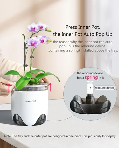 Vista 3 de Macetas de orquídeas con agujeros para trasplantar, plástico de doble capa que imita la maceta de orquídea de cerámica que proporciona una buena